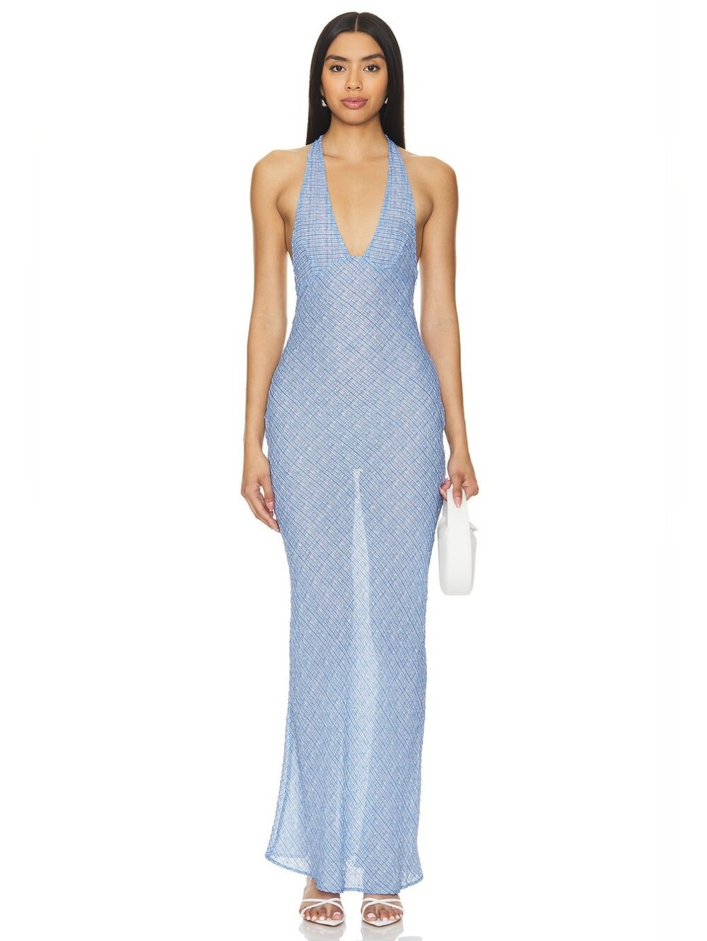Lioness Carrie Halter Dress in Blue Check